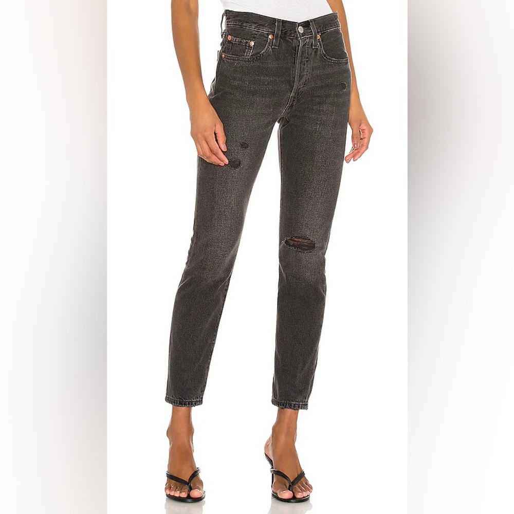 LEVI’S 501 Skinny Denim Jeans - Size 26 - Colour Black Stick